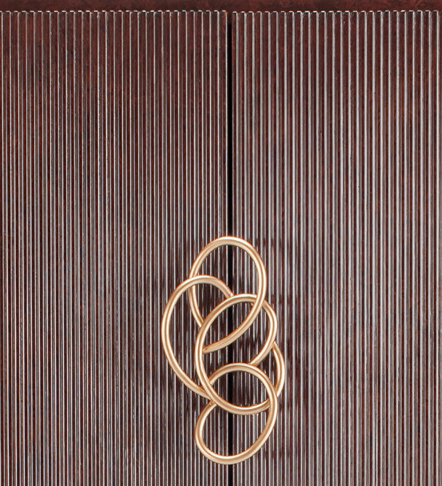 Dark Cherry Fluted Cabinet 2706-S with Gold Metal Base – Artmax - Home Elegance USA