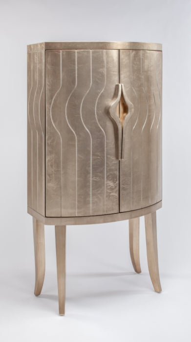Artmax Contemporary Two-Door Cabinet | Silverleaf & Soft Goldleaf Luxury Storage