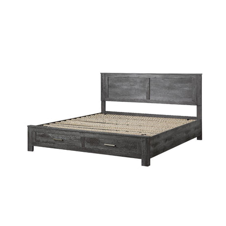 Acme - Vidalia Queen Bed W/Storage 27330Q Rustic Gray Oak Finish