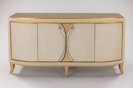 Bone Faux Leather Cabinet 2739-S with Goldleaf Trim – Artmax - Home Elegance USA