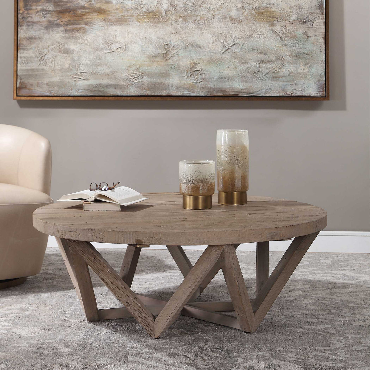 Kendry Reclaimed Wood Coffee Table - Light Brown by Uttermost - View 3
