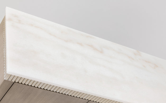 Close-up of the 2939-S Cabinet’s detailed travertine top - Artmax