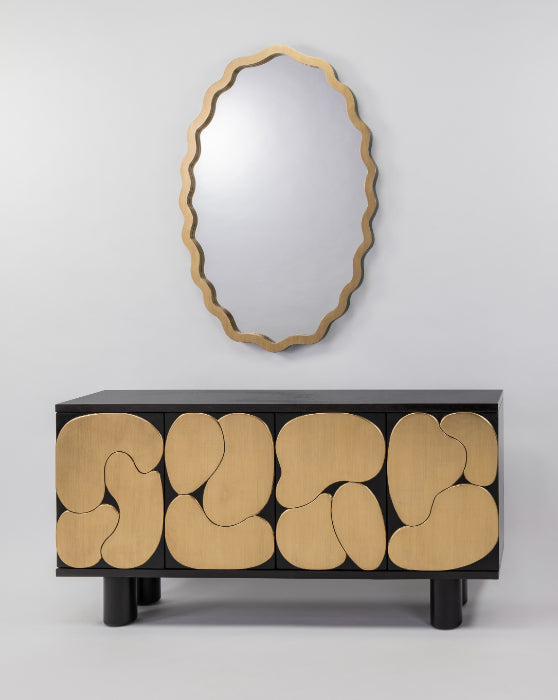 Artmax Black & Goldleaf Cabinet – Luxury Storage with Optional Mirror