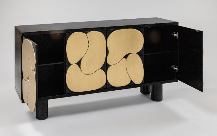 Artmax Black & Goldleaf Cabinet – Luxury Storage with Optional Mirror