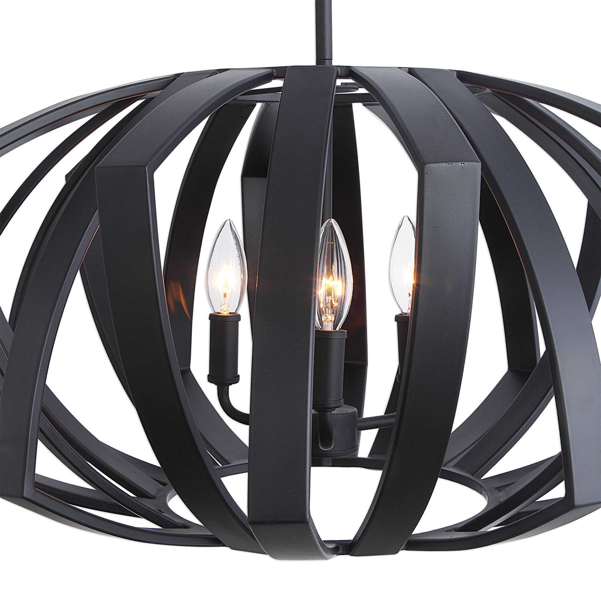 Thales Geometric 3 Light Pendant - Black by Uttermost - View 5