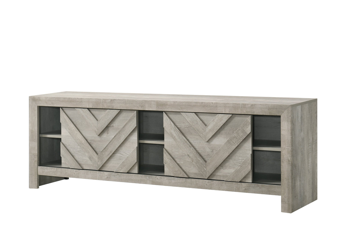 1pc Rustic Geometric Design Contemporary Traditional Interiors Entertainment Console TV Stand Living Room Furniture - sold by Home Elegance USA
