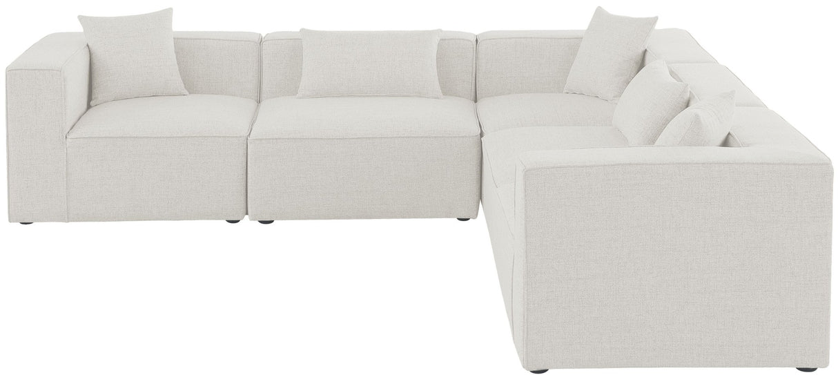 Cube - Modular Sectional 5 Piece - Cream - Fabric - Modern & Contemporary | Home Elegance USA