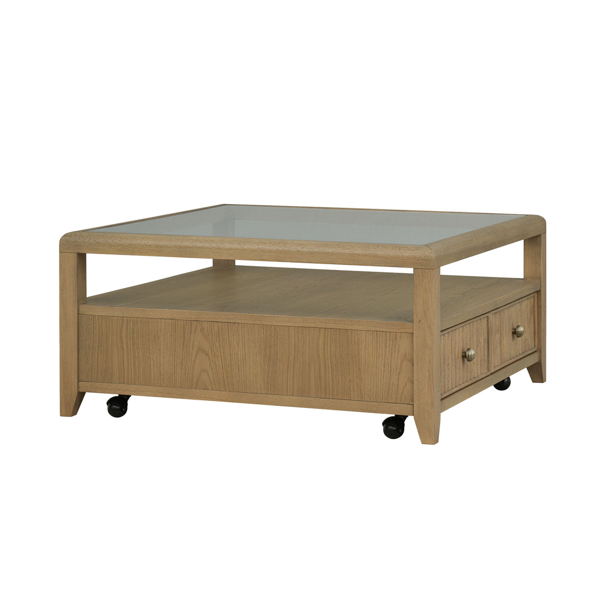 Reed Square Coffee Table With Casters - Driftwood Oak | Flexsteel