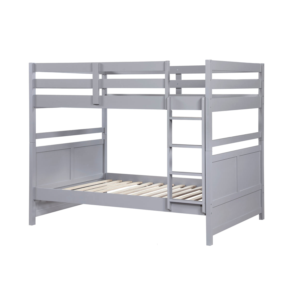 Bunk Bed Full Over Full Gray Finish Sturdy Wood Frame Guard Rails Youth Bedroom Furniture 1pc - sold by Home Elegance USA