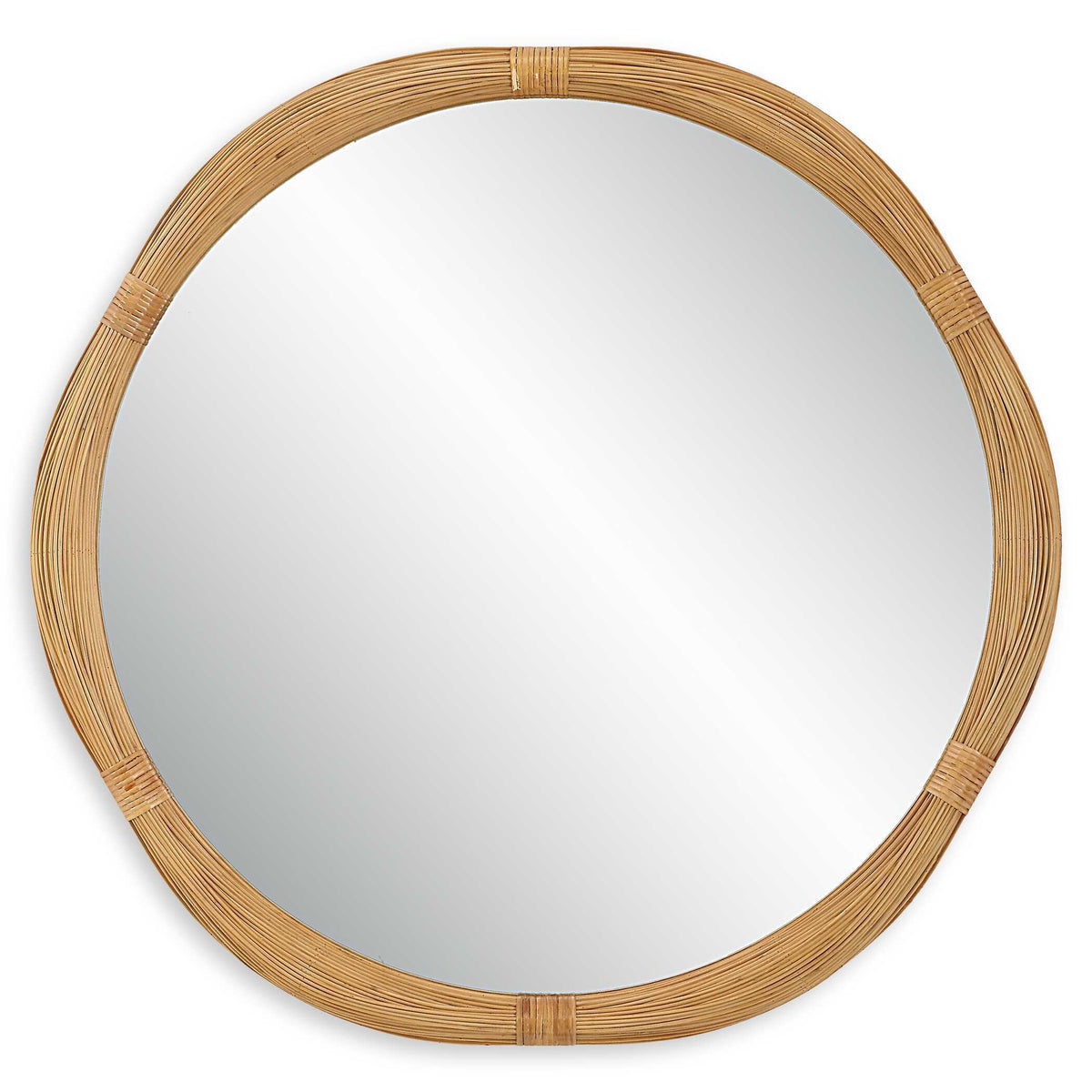 Salina Round Bamboo Mirror - Light Brown by Uttermost - View 1