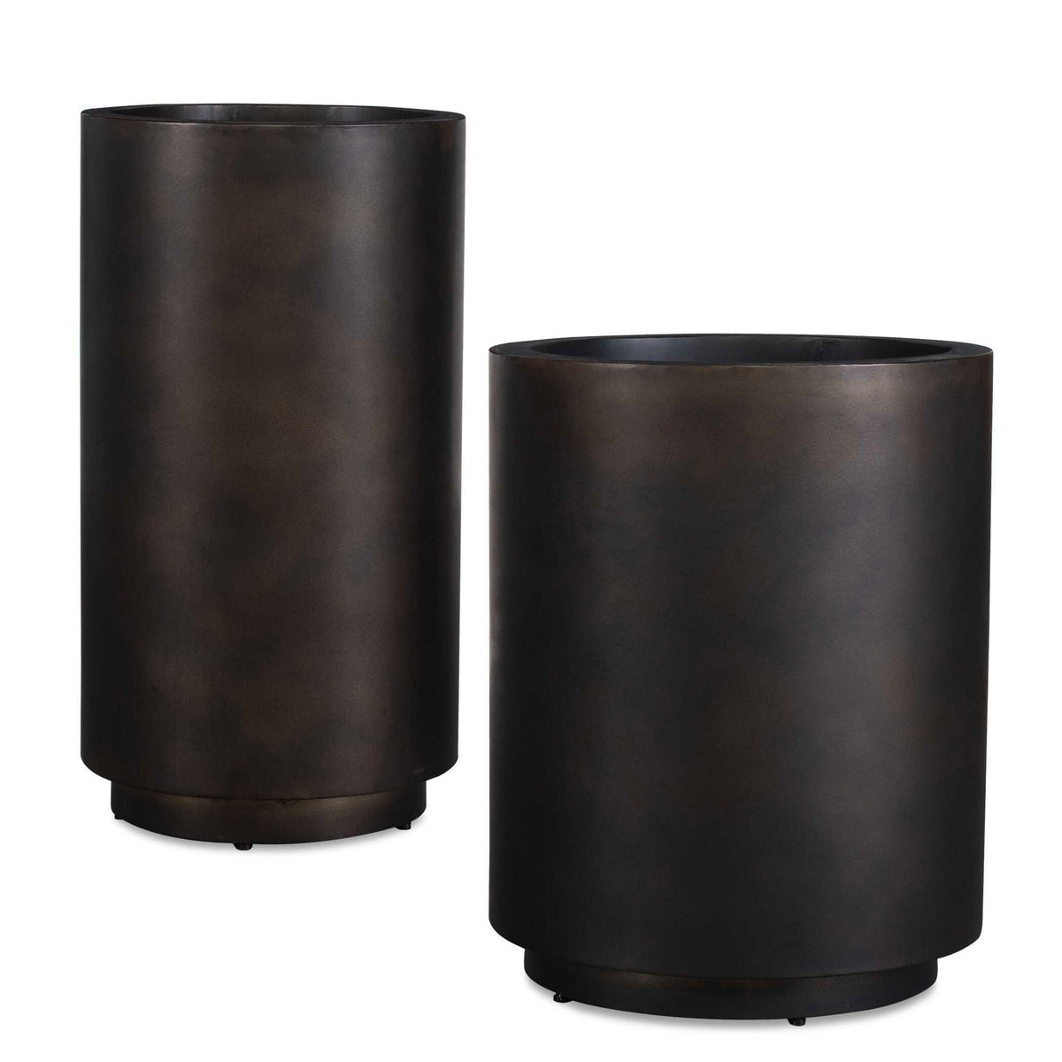 Volcan Outdoor Planters (Set of 2) Matte Bronze - Black by Uttermost - View 1
