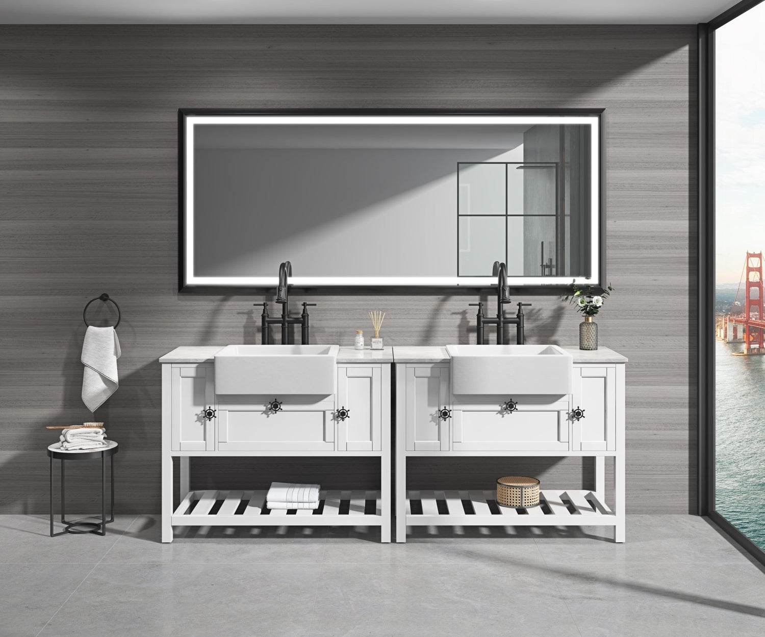 88 in. W x 38 in. H Super Bright Led Bathroom Mirror with Lights, Metal Frame Mirror Wall Mounted Lighted Vanity Mirrors for Wall, Anti Fog Dimmable Led Mirror for Makeup, Horizontal/Verti | Home Elegance USA