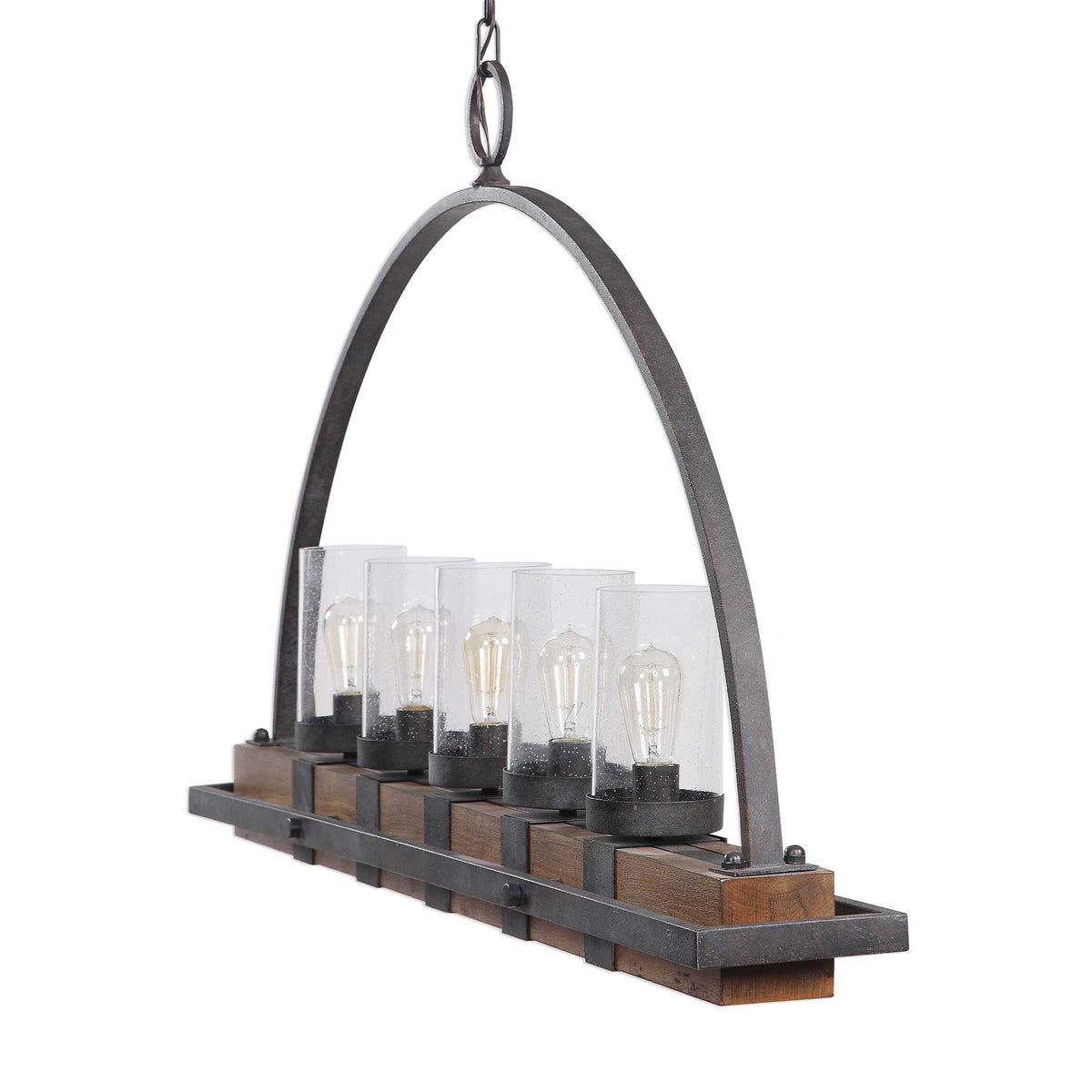 Atwood 5 Light Rustic Linear Chandelier - Light Brown / Black by Uttermost - View 5