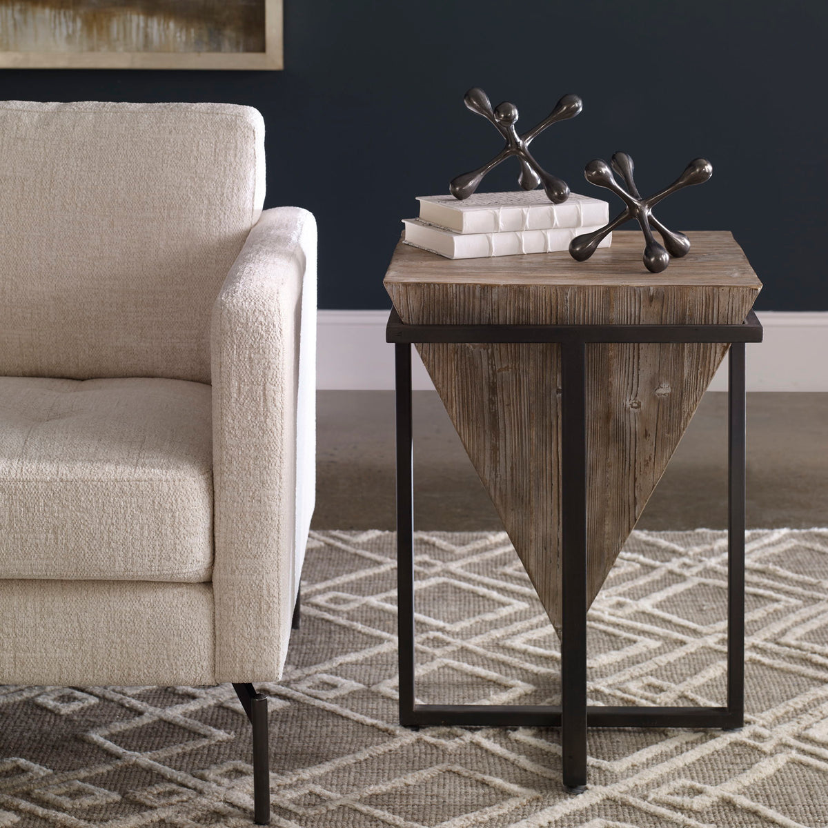Bertrand Wood Accent Table - Light Brown / Black by Uttermost - View 2
