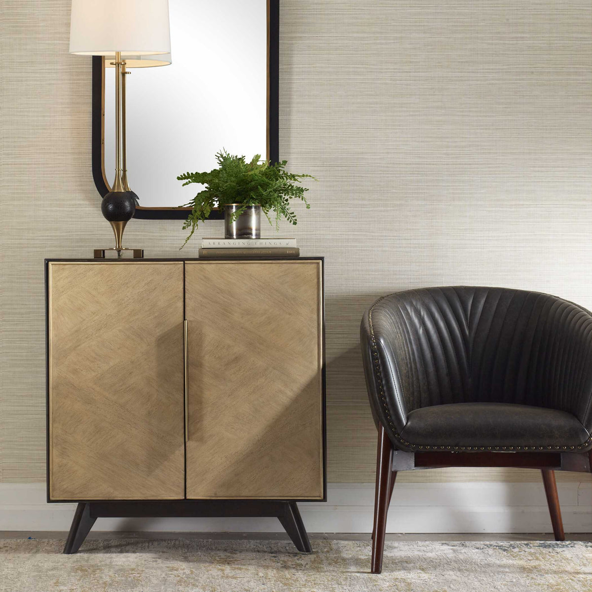 Reina Modern 2 Door Cabinet Woodtone - Light Brown by Uttermost - View 2