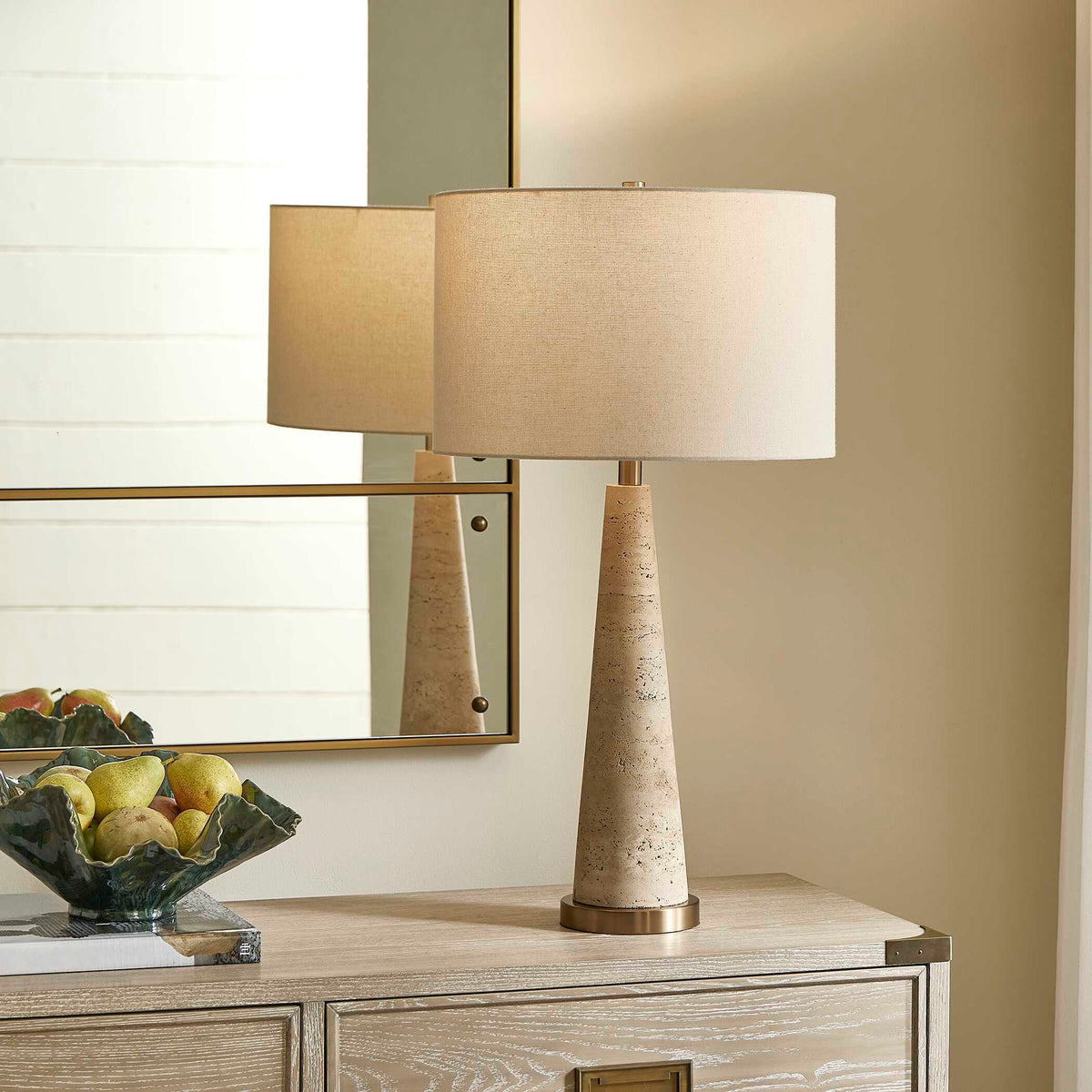 Perkins Travertine Table Lamp - Light Brown by Uttermost - View 2