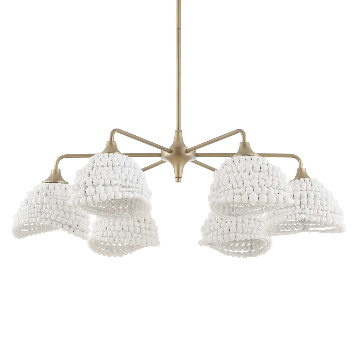 Biddeford 6 Light Beaded Pendant - Gold / White by Uttermost - View 5