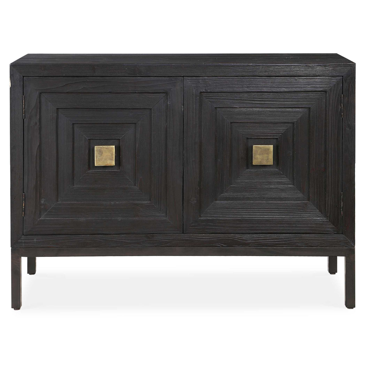 Aiken 2 Door Cabinet Dark Walnut - Black / Light Brown by Uttermost - View 1