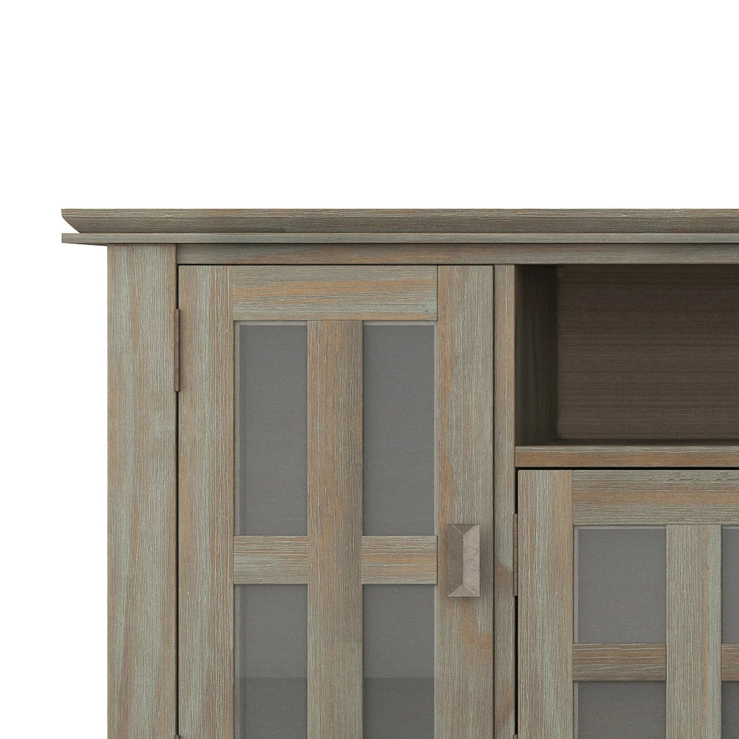 Artisan 72 inch Wide Solid Wood TV Stand in Distressed Grey For TVs up to 80 inches - sold by Home Elegance USA