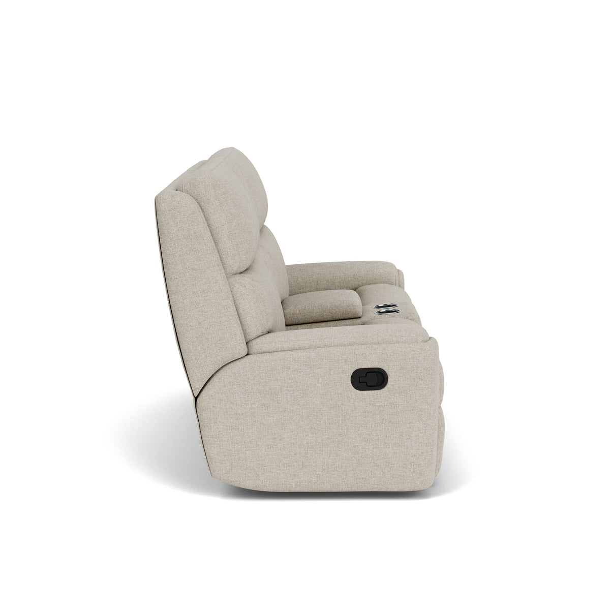 Rio Transitional Fabric Reclining Loveseat With Console | Flexsteel
