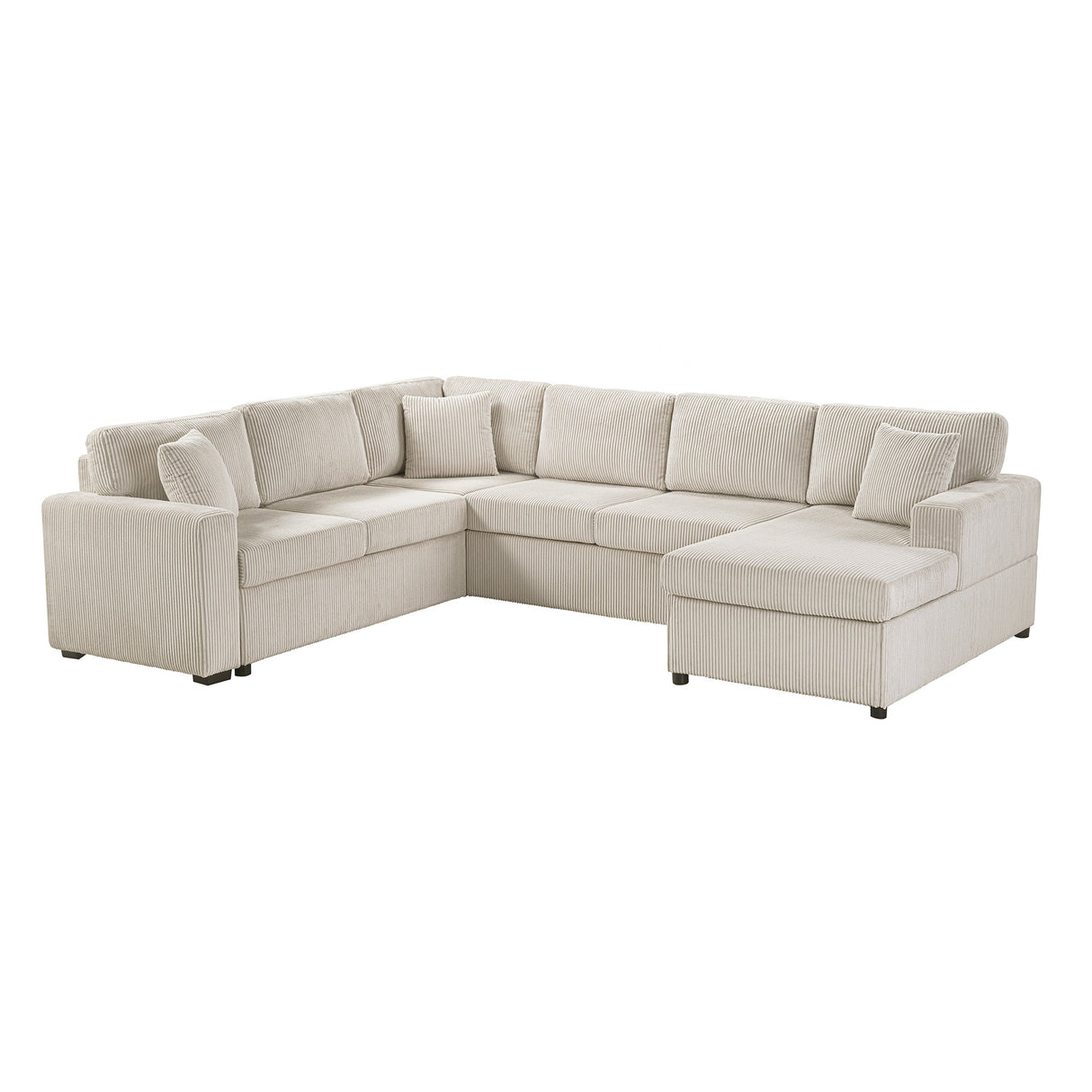 Oversized Sectional Sofa 115.3' U-Shaped Sofa with Chaise Lounge and Three Soft Throw Pillows, Light Gray Corduroy, 115.3' x 90.5' - sold by Home Elegance USA