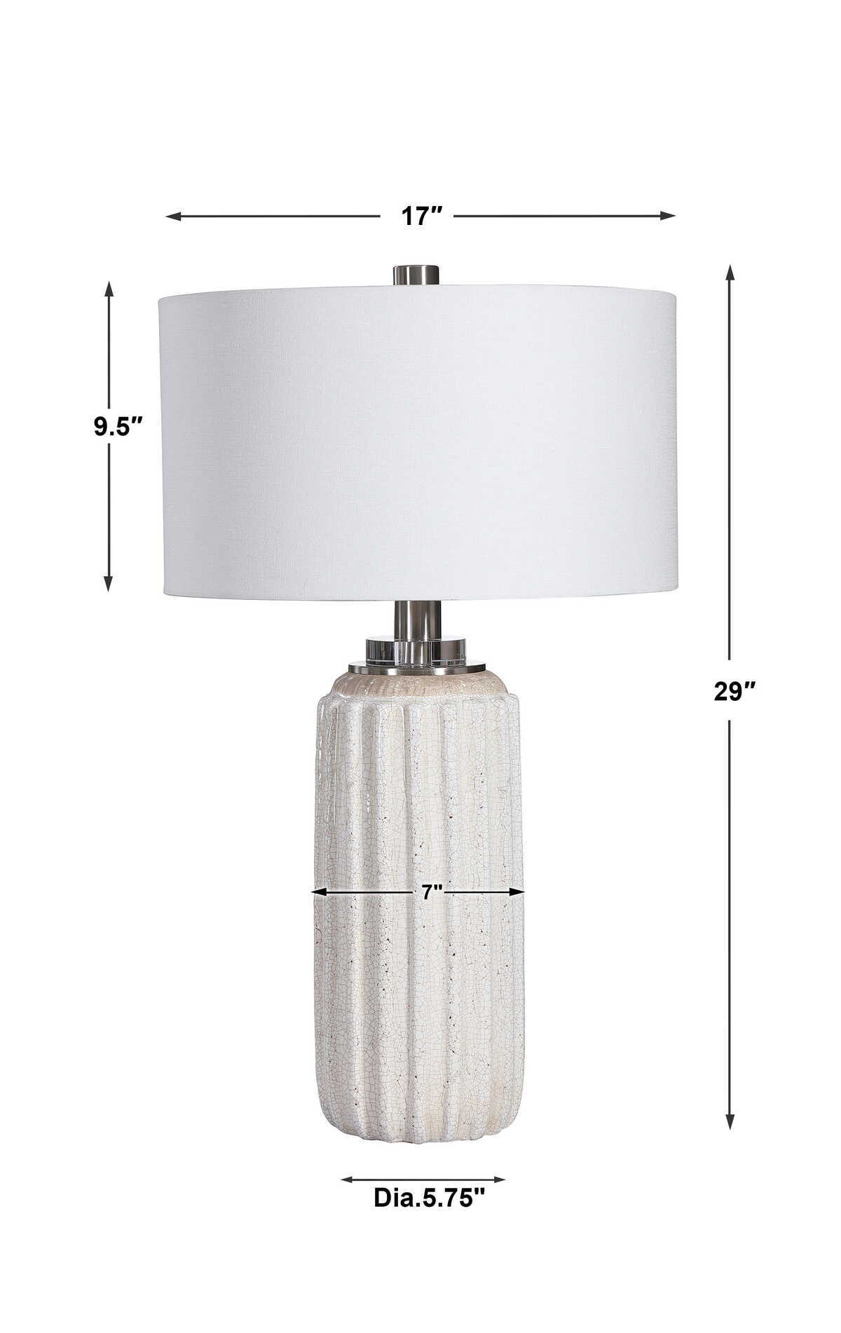 Azariah Crackle Table Lamp - White by Uttermost - View 9