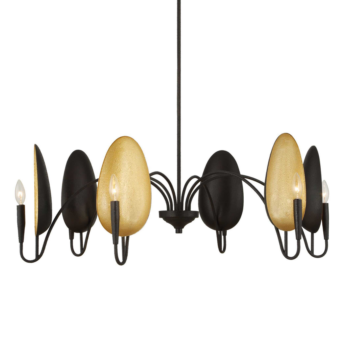 Warwick 6 Light Chandelier Matte Black - Black / Gold by Uttermost - View 1