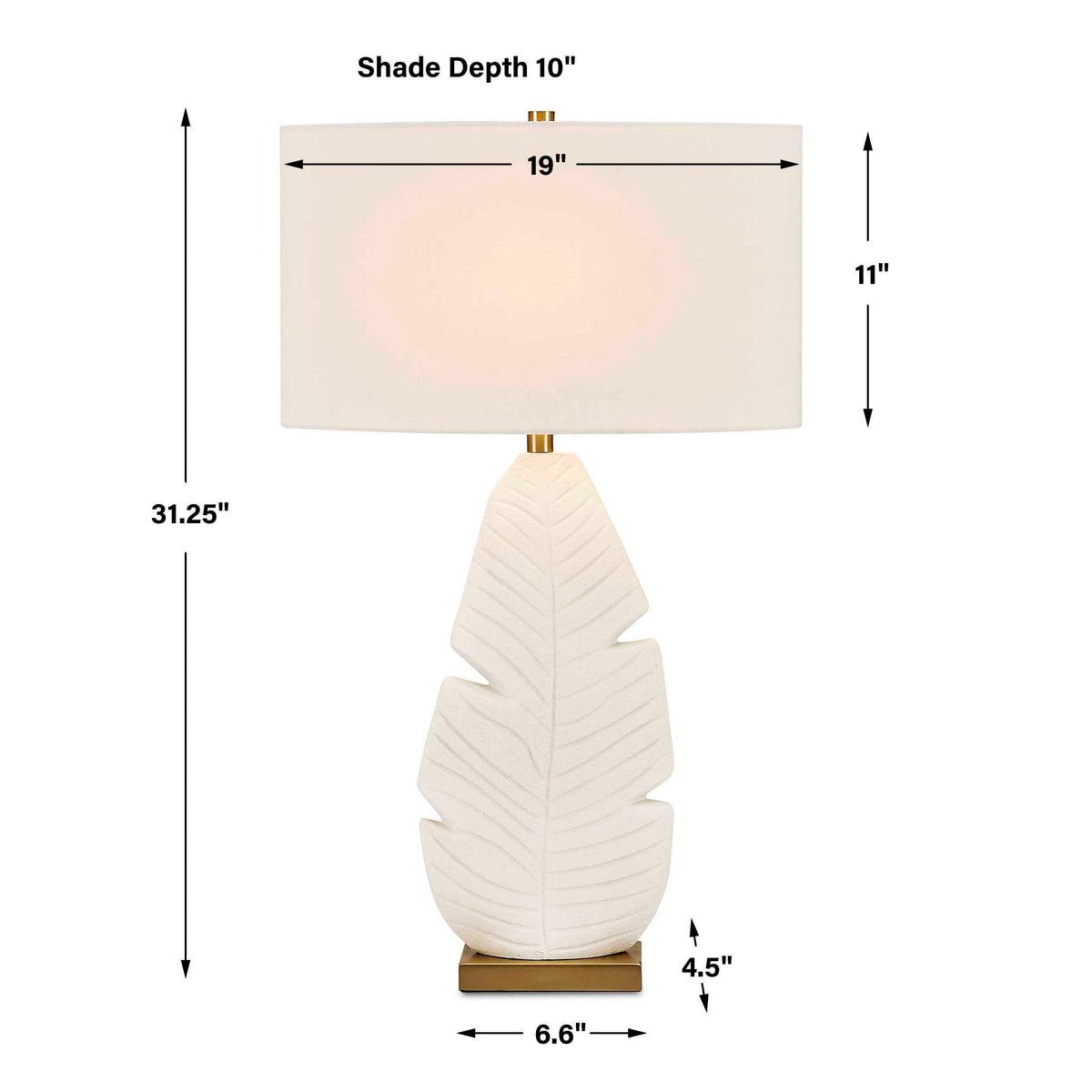 Palm Leaf Table Lamp - White by Uttermost - View 9