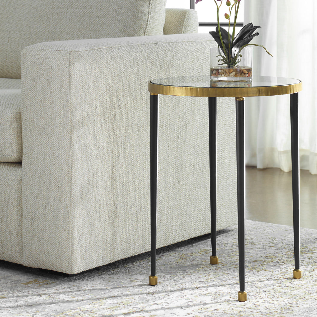 Stiletto Side Table Antique Gold - Gold / Black by Uttermost - View 2