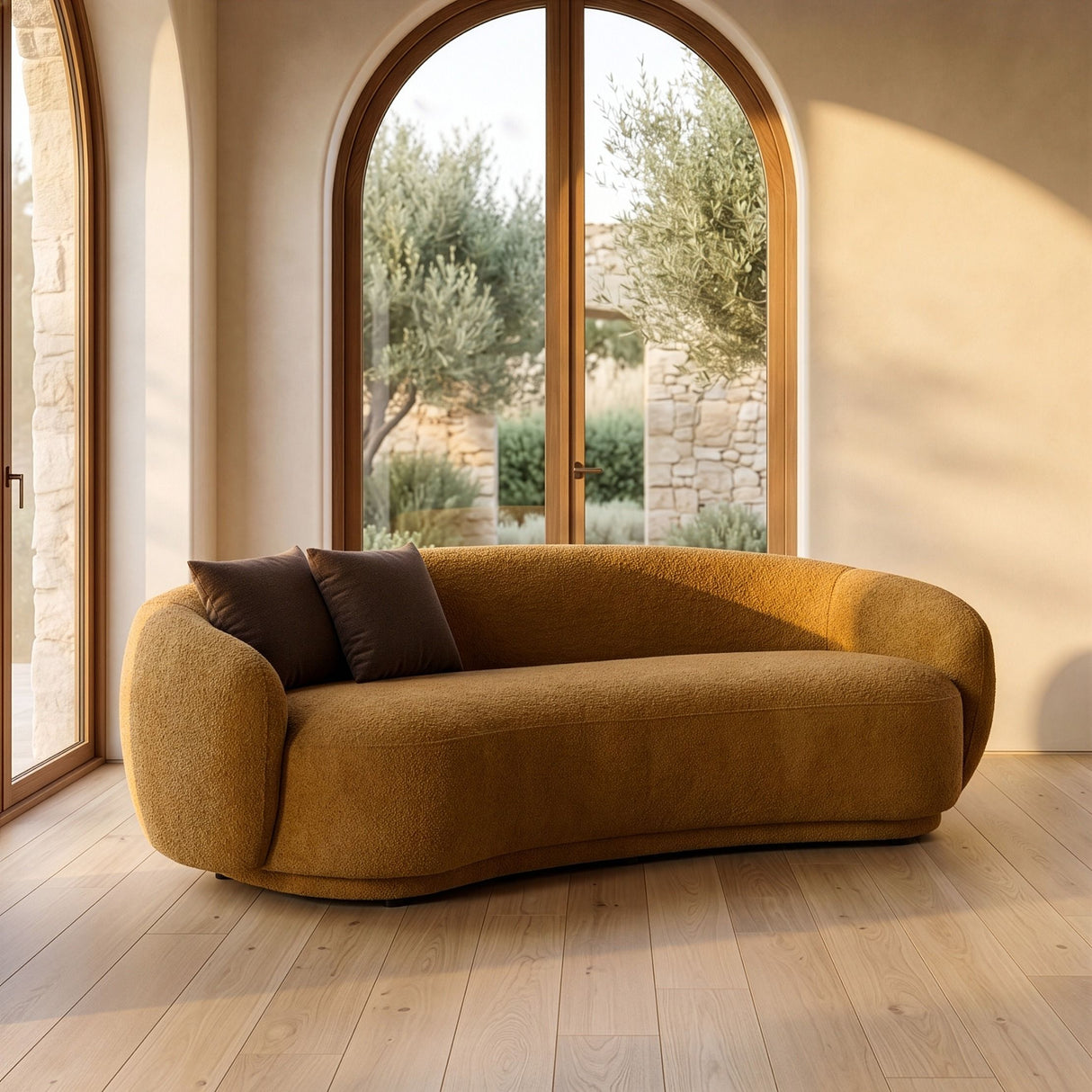 Divani Casa Andrew - Modern Orange Fabric Sofa Set