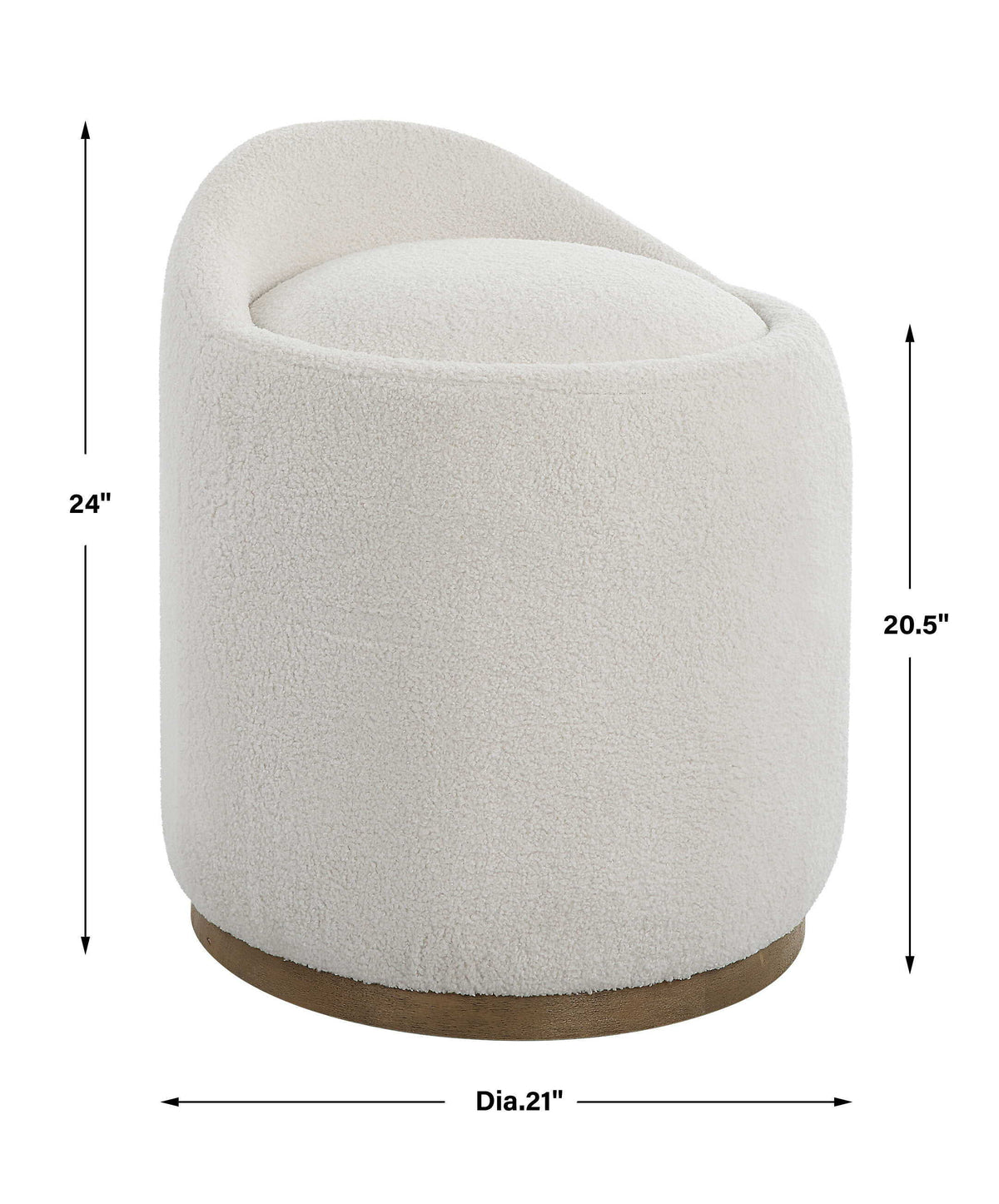 Swirl Swivel Sheepskin Ottoman - White by Uttermost - View 10