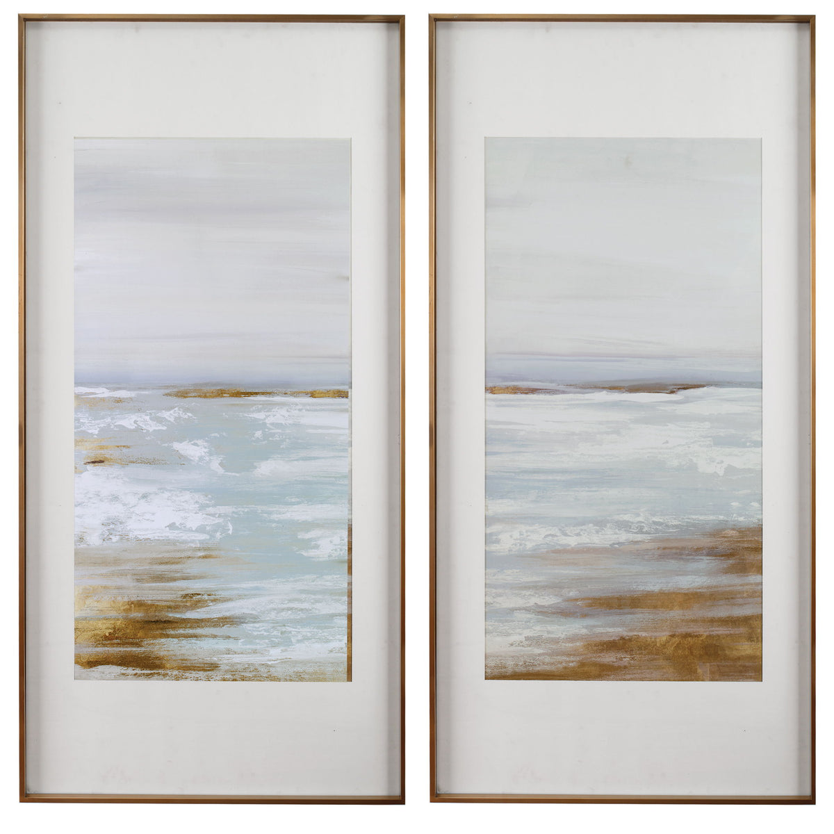 Coastline Framed Prints (Set of 2) - Light Brown / White by Uttermost - View 1