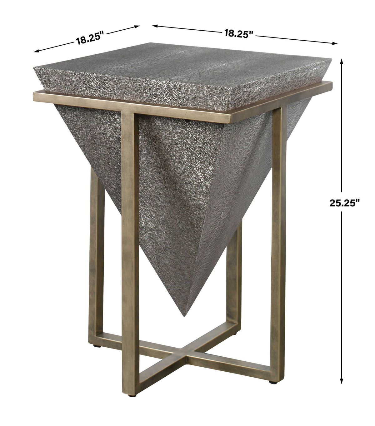 Bertrand Shagreen Accent Table Dark Gray & Gold - Dark Gray / Gold by Uttermost - View 6