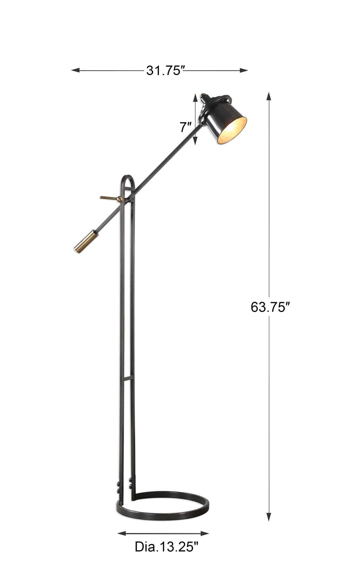 Chisum Floor Lamp Dark Bronze - Bronze / Black by Uttermost - View 3