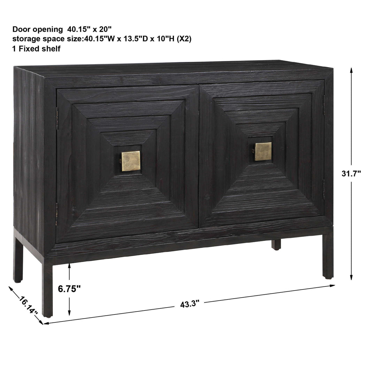 Aiken 2 Door Cabinet Dark Walnut - Black / Light Brown by Uttermost - View 11