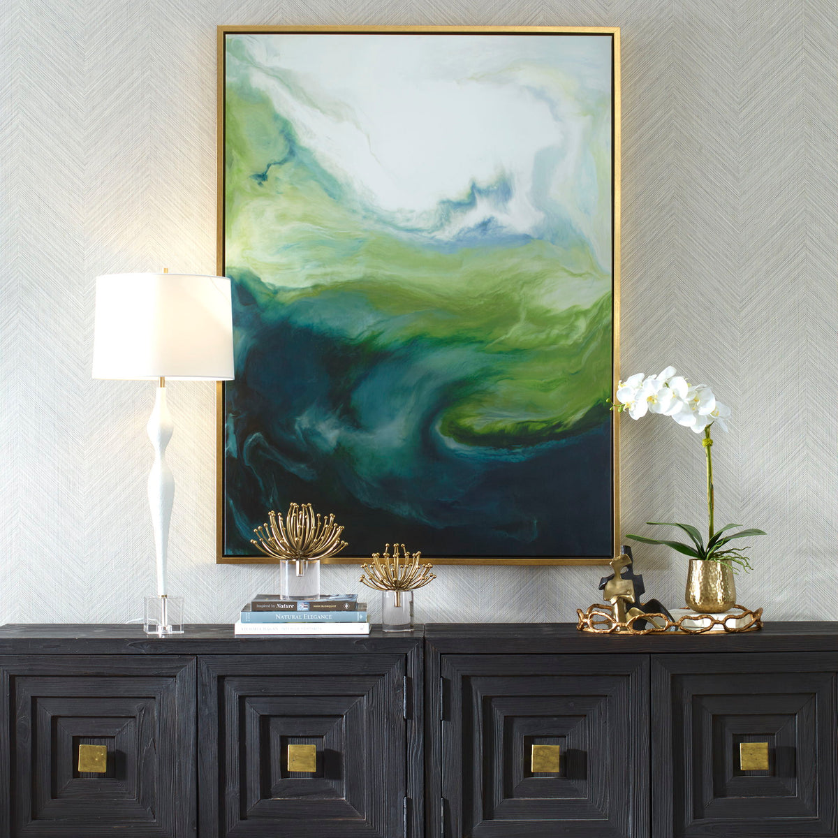 Serene Green Framed Abstract Art by Uttermost - View 2