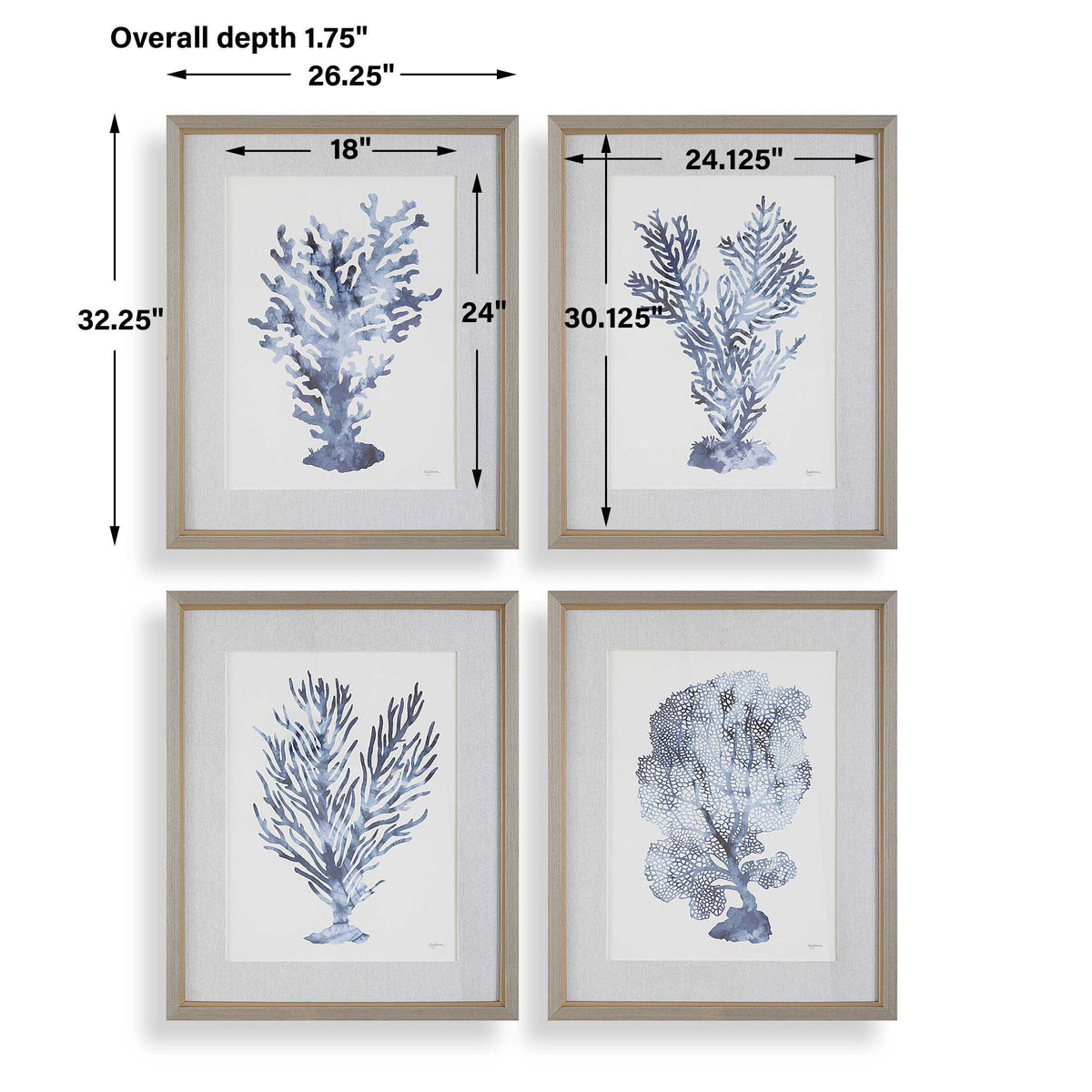Shibori Coral Framed Prints (Set of 4) - Light Gray by Uttermost - View 7