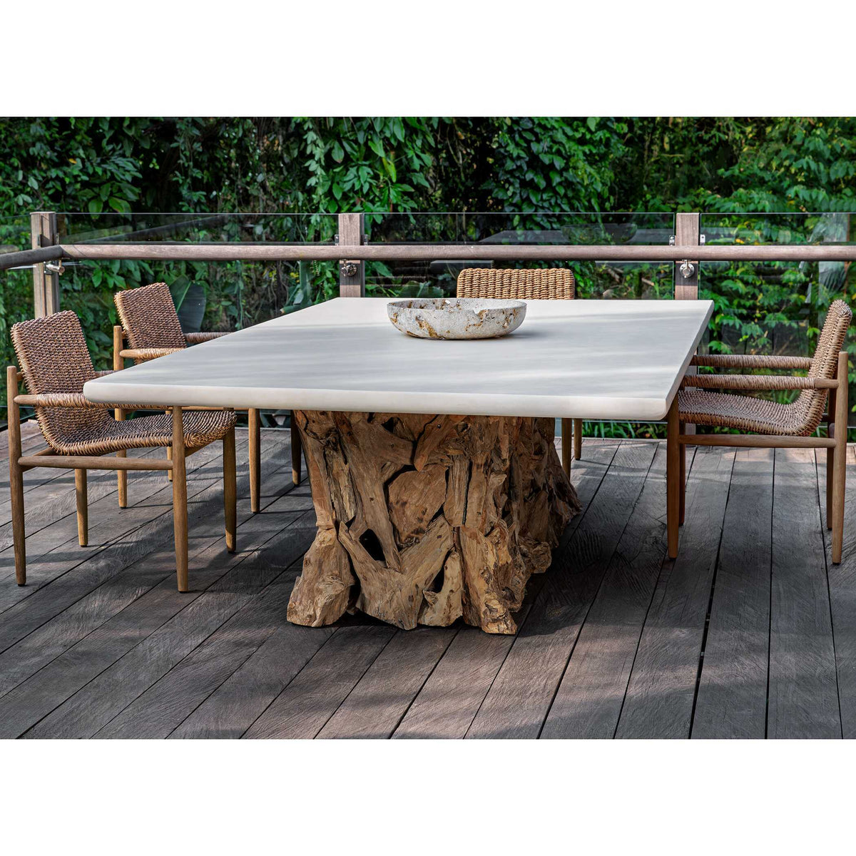 Stonewood Indoor-Outdoor Ping-Pong Dining Table White / Woodtone - Light Brown / White by Uttermost - View 8
