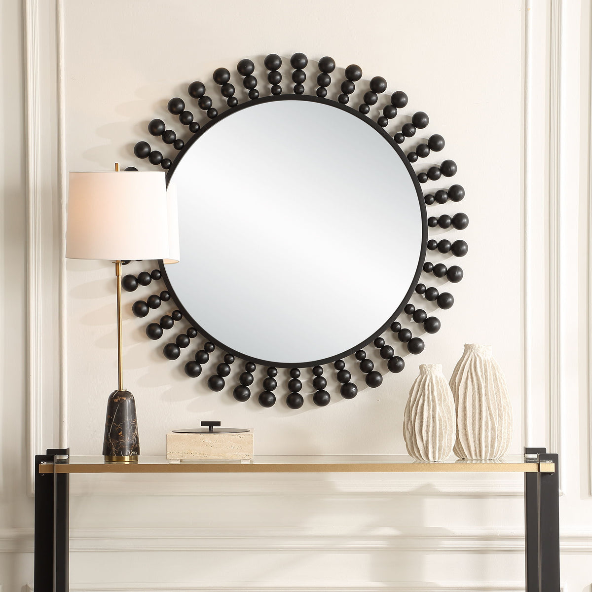 Aziel Round Mirror - Black by Uttermost - View 2
