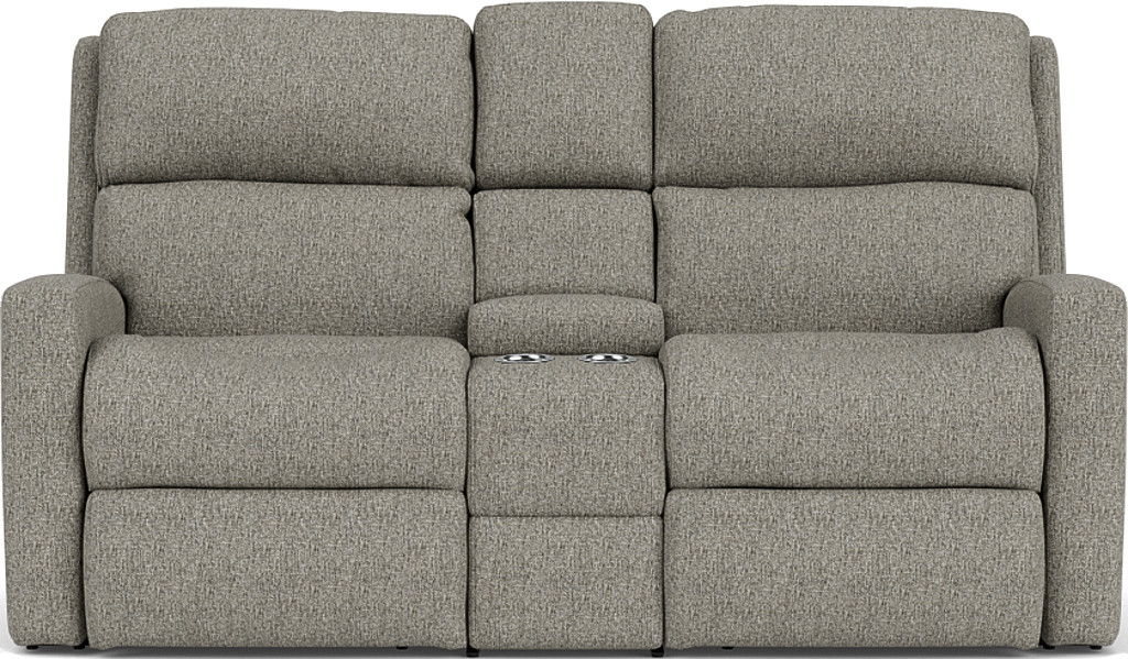 Catalina Transitional Fabric Reclining Loveseat With Console | Flexsteel