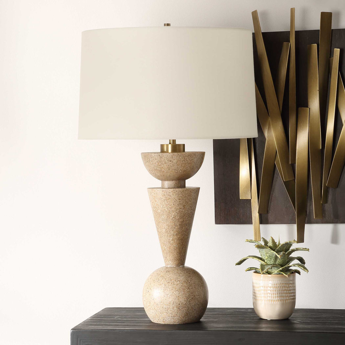 Cullum Geometric Table Lamp - Light Brown by Uttermost - View 3