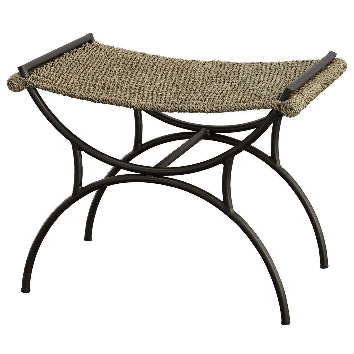 Playa Seagrass Small Bench - Black / Dark Gray by Uttermost - View 4