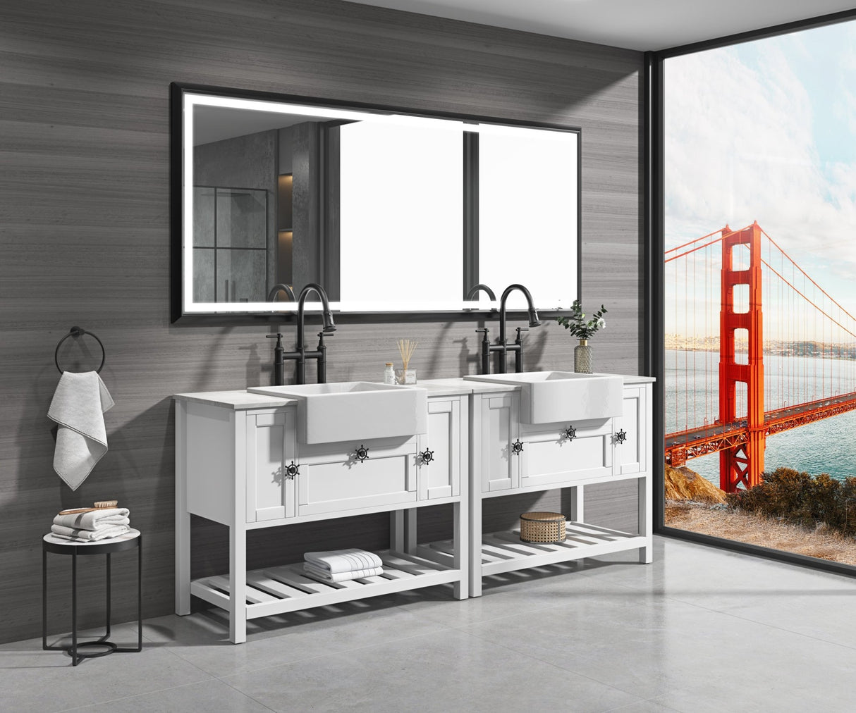 88 in. W x 38 in. H Super Bright Led Bathroom Mirror with Lights, Metal Frame Mirror Wall Mounted Lighted Vanity Mirrors for Wall, Anti Fog Dimmable Led Mirror for Makeup, Horizontal/Verti | Home Elegance USA