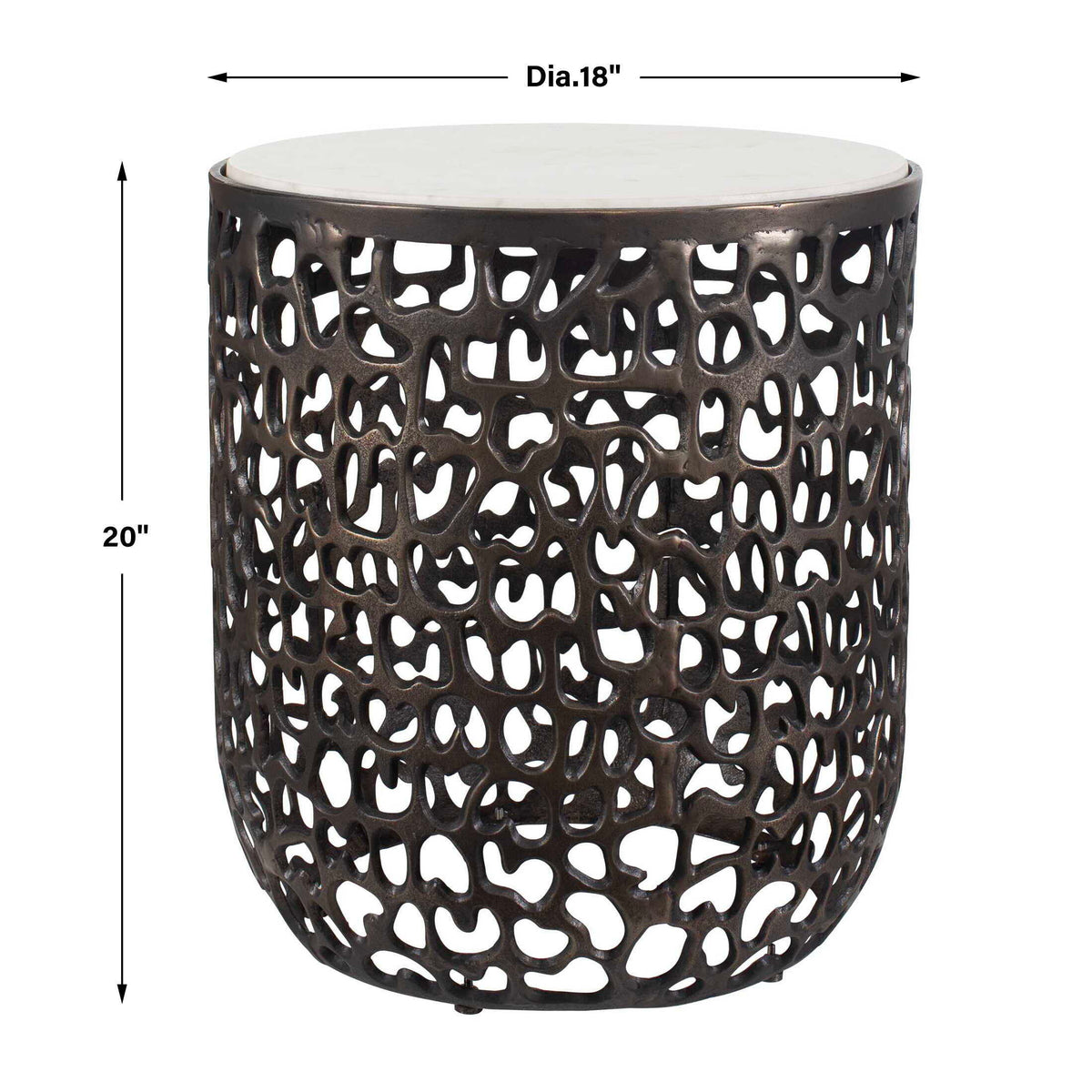 Sabena Marble Outdoor Side Table Black / White - White / Black by Uttermost - View 6