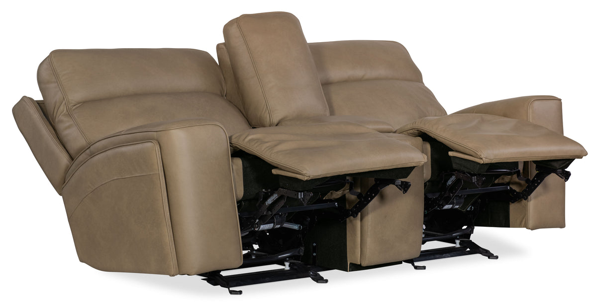 Riverton Power Gliding Console Loveseat With Power Headrest/Lumbar - Light Brown by Hooker Furniture - View 4