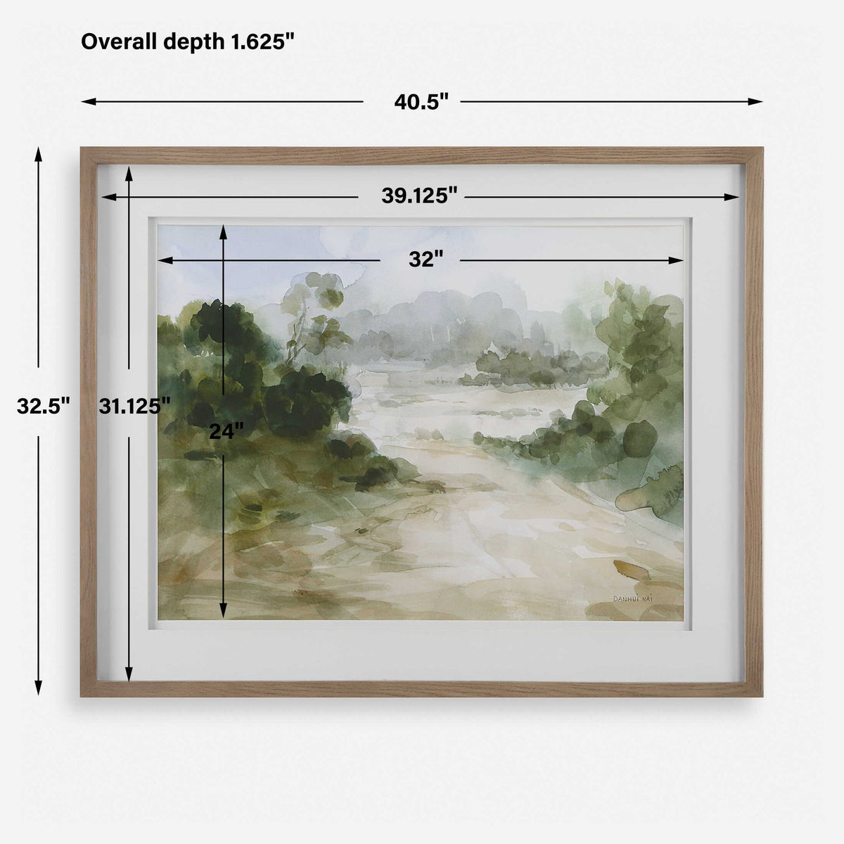 Verdant Watercolor Landscape Print - Light Brown by Uttermost - View 8