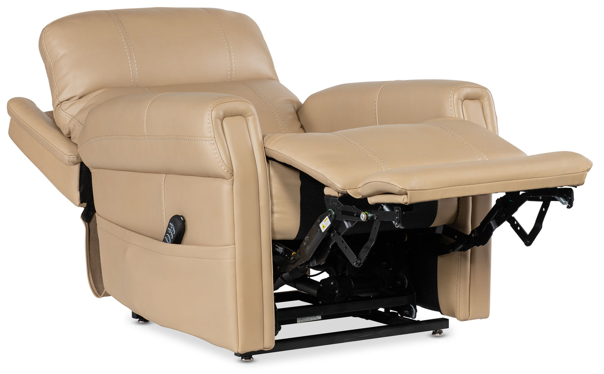 Carroll Power Recliner With Power Headrest, Lumbar & Lift - Beige by Hooker Furniture - View 8