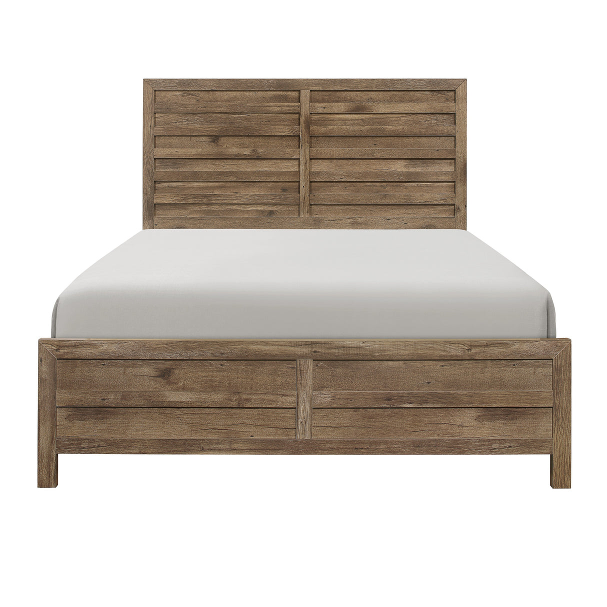 Weathered Pine Finish 1pc Full Bed Modern Line Pattern Rustic Style Wooden Bedroom Furniture