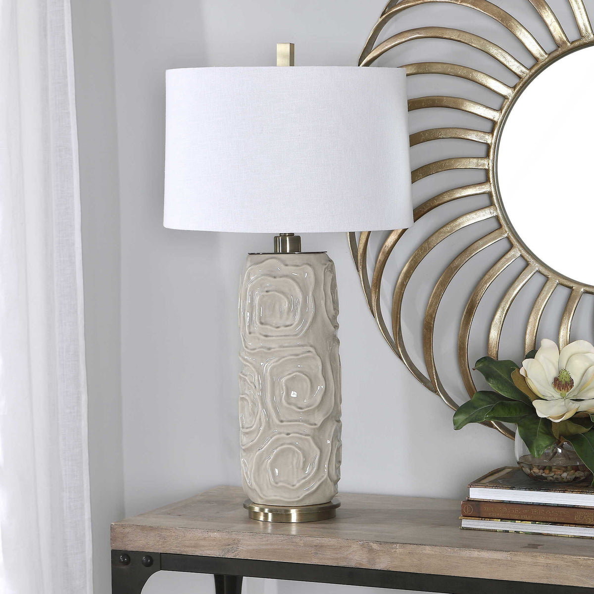 Zade Table Lamp Warm Gray - White by Uttermost - View 4