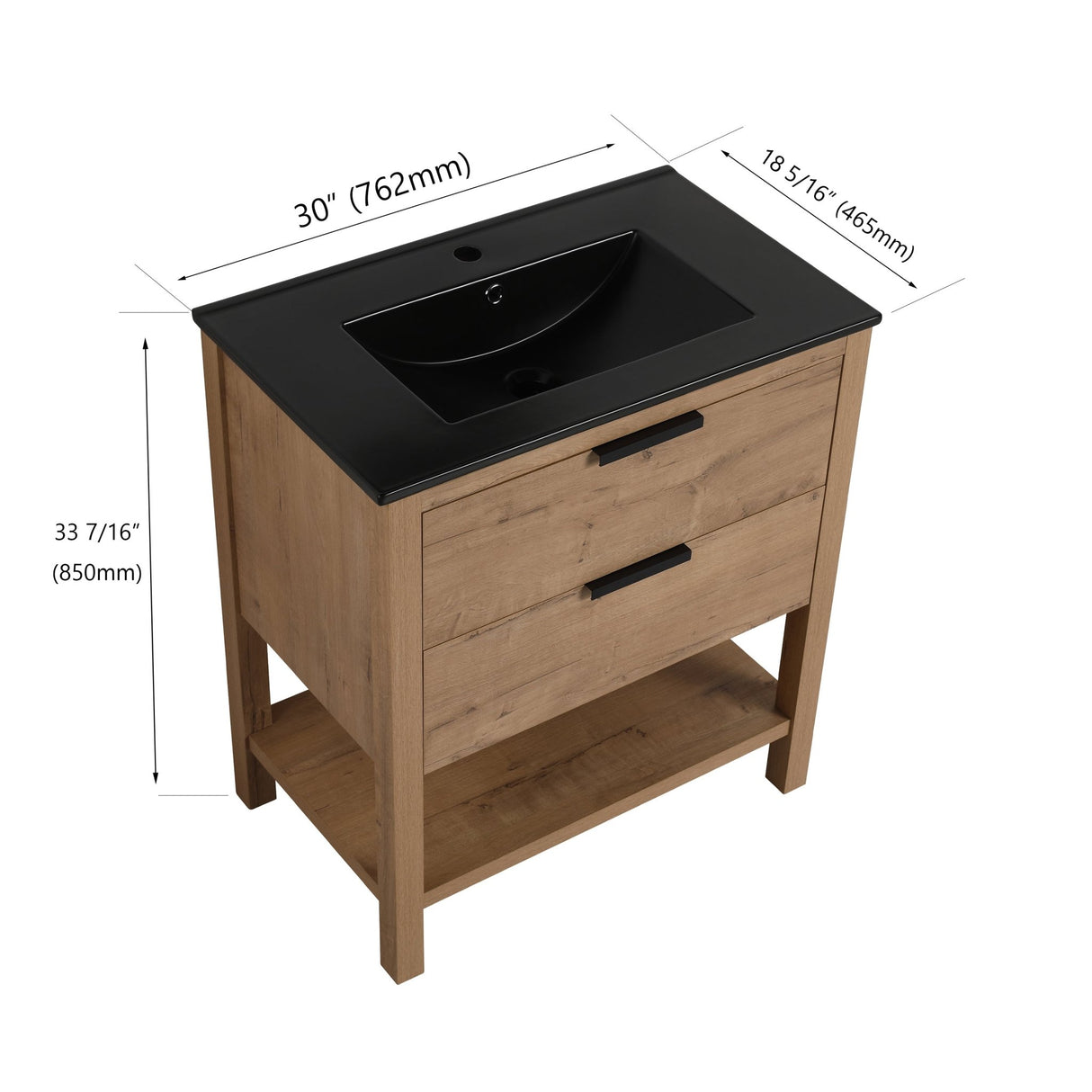 30 Inch Bathroom Vanity Plywood With 2 Drawers(BVB01030IMO - BL9075BK) | Home Elegance USA